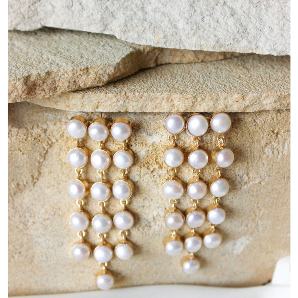 Milane Collective Tinsley 18K gold plated brass and freshwater pearl earrings